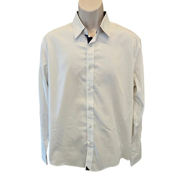 Wrinkle-Free Las Cases Shirt L white button up long sleeve proffesional dress - Picture 1 of 8